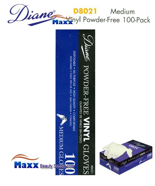 Diane Glovers Powder Free Vinyl Glovers 100 Pack - D8021 Medium Size